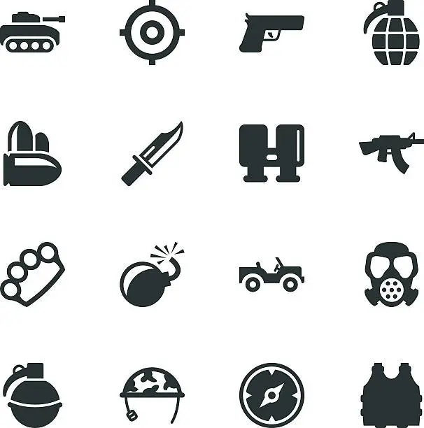 Vector illustration of Army Silhouette Icons