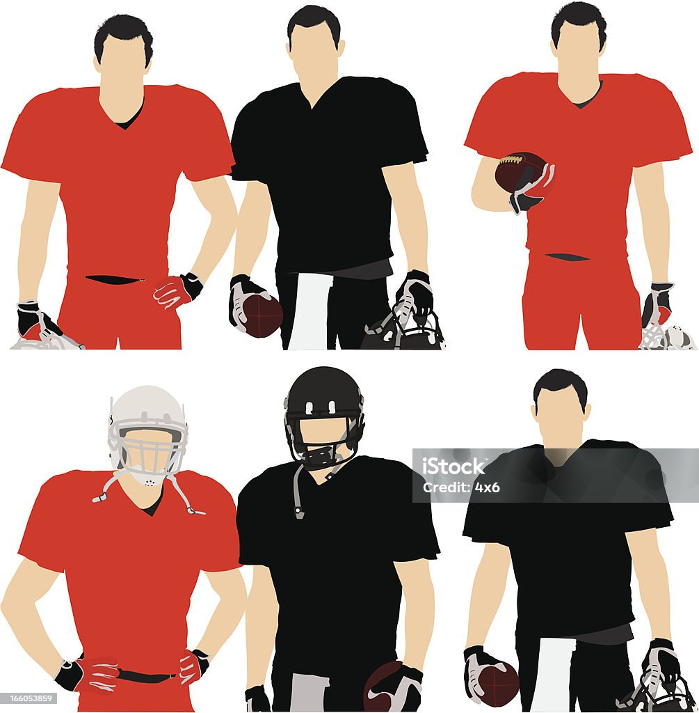 Plusieurs images des joueurs de football - clipart vectoriel de Joueur de football américain libre de droits