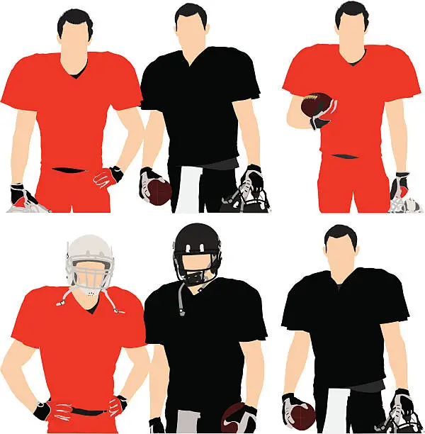 Vector illustration of Multiple images of football players