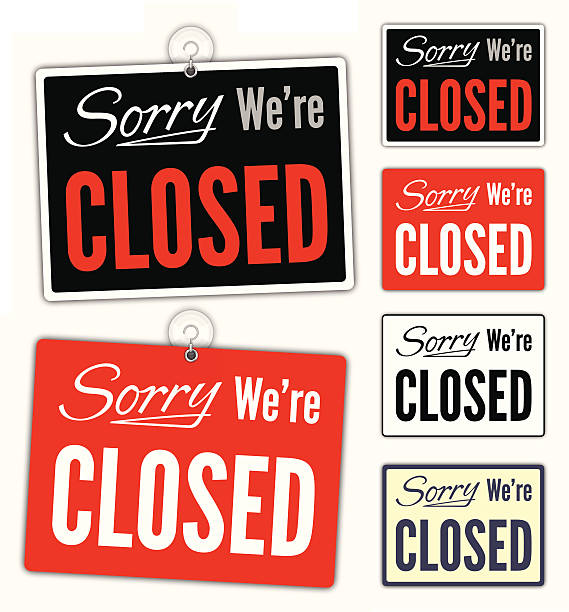 Sorry We're Closed Signs Sorry we're closed signs in several varieties including detailed suction cups. EPS 10 file. Transparency used on highlight elements. closed sign stock illustrations