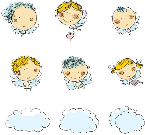 Vector illustration of Little cupids