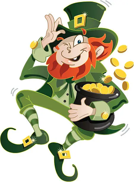 Vector illustration of Jumping Leprechaun