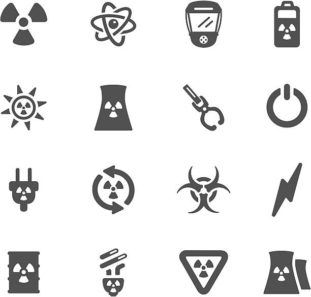 illustrazioni stock, clip art, cartoni animati e icone di tendenza di energia nucleare simboli - reattore nucleare