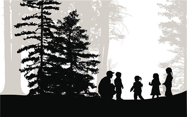 Outdoor Kids A-Digit girl silouette forest illustration stock illustrations