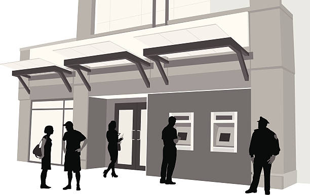 Bank A-Digit banking silhouettes stock illustrations