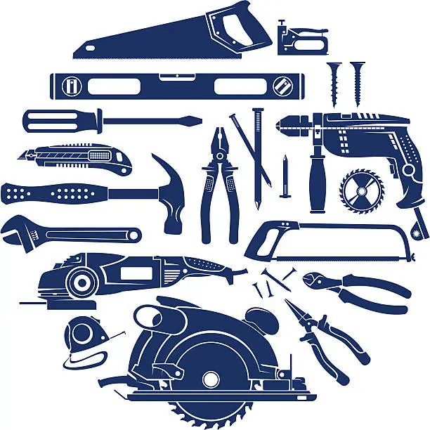 Vector illustration of Working tools