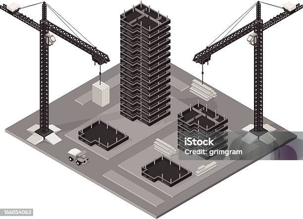 Office Park Under Construction Stock Illustration - Download Image Now - Construction Site, Isometric Projection, Construction Industry