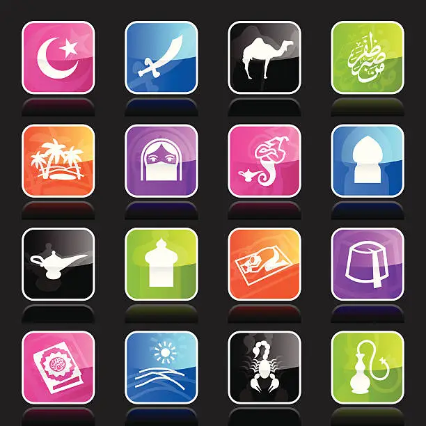 Vector illustration of Ubergloss Icons - Arabian