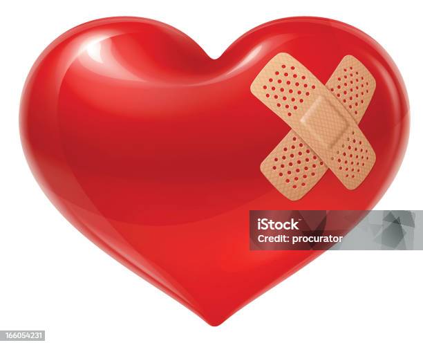 Hurted Cuore - Immagini vettoriali stock e altre immagini di Cerotto - Cerotto, Simbolo di cuore, Fasciatura