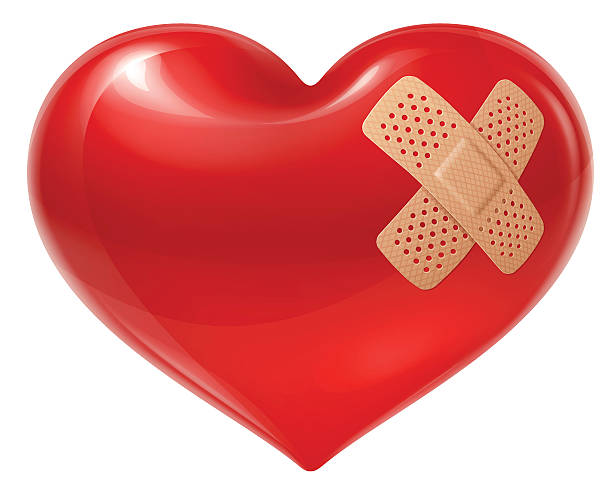 hurted heart - bandage heart shape pain love stock illustrations