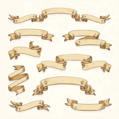 Vector illustration of vintage/retro scrolls and ribbons.