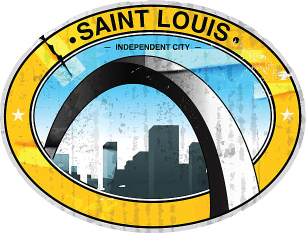 Vintage Saint Louis Sticker Super grungy and vintage looking Saint Louis travel sticker. Very stylized emblem for the the famous Saint Louis Slyline. gateway arch st louis stock illustrations