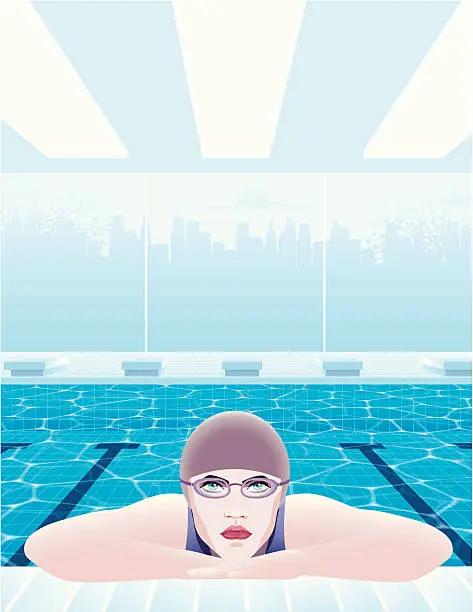 Vector illustration of Lady Swimmer