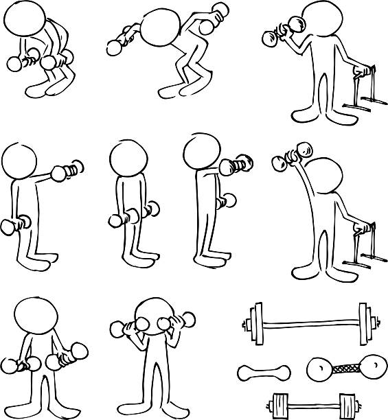 ilustrações, clipart, desenhos animados e ícones de burocratas sem rosto bodybuilding caracteres - muscular build action human muscle black and white