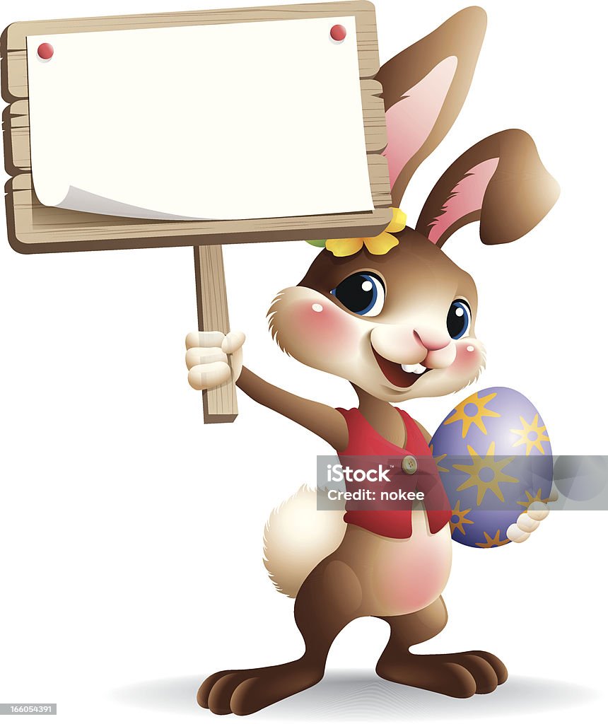 Easter Bunny - sign - easter bunny holding blank sign Animal stock vector