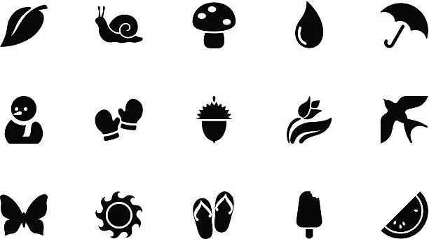 Vector illustration of Seasons icons . Simple black