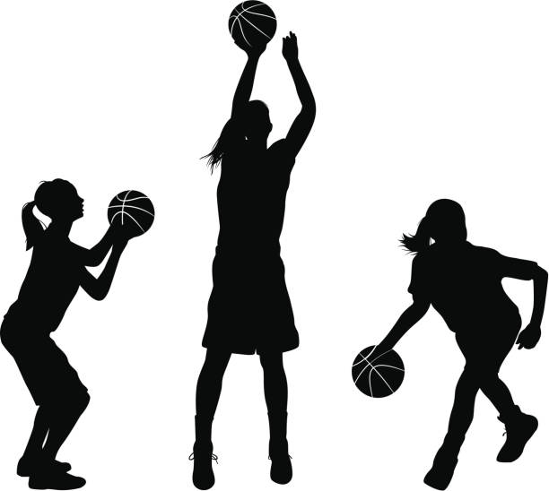 illustrazioni stock, clip art, cartoni animati e icone di tendenza di giocatori di basket femminile - womens basketball