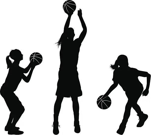 Vector illustration of Female Basketball Players