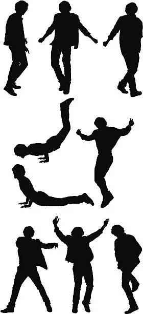 Vector illustration of Silhouette of people dancing