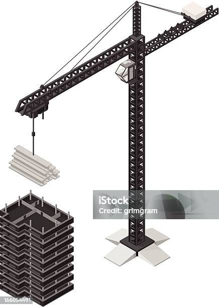 Ilustración de Edificio De Oficinas En Construcción y más Vectores Libres de Derechos de Andamio - Herramientas de construcción - Andamio - Herramientas de construcción, Proyección isométrica, Agarrar