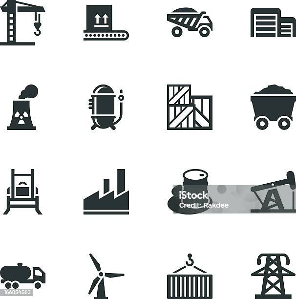 Factory And Industry Silhouette Icons Stock Illustration - Download Image Now - Coal, Manufacturing, Car