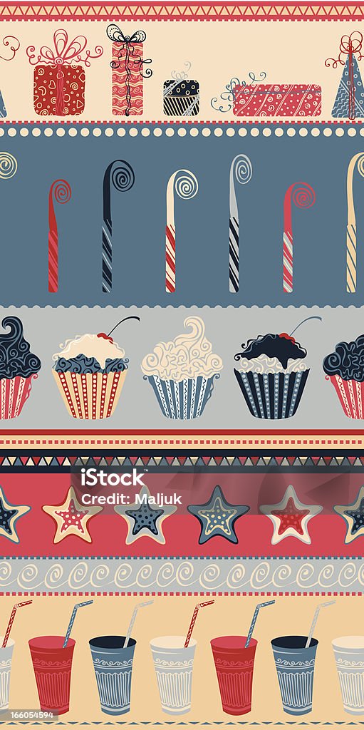 シームレスパターンの誕生日 - カップケーキのロイヤリティフリーベクトルアート