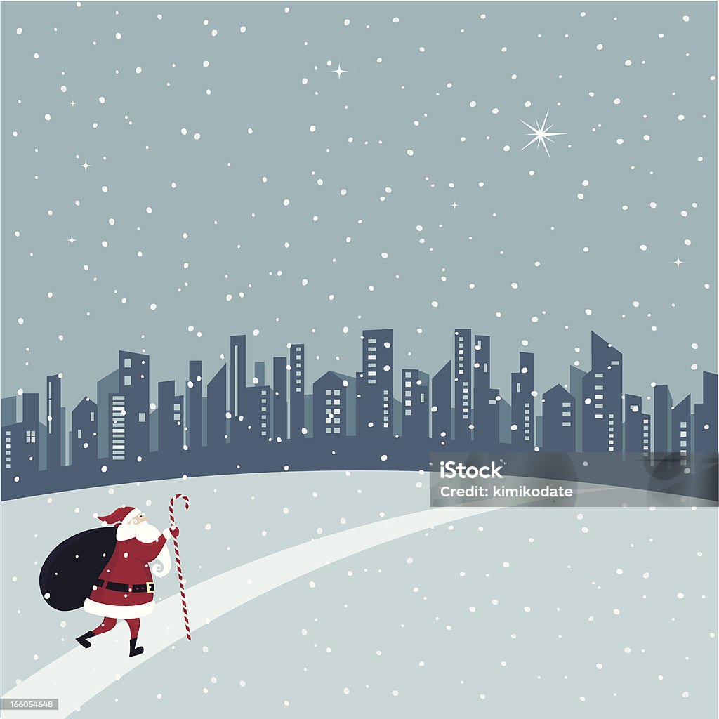 Santa Claus jeździ do miasta - Grafika wektorowa royalty-free (Boże Narodzenie)