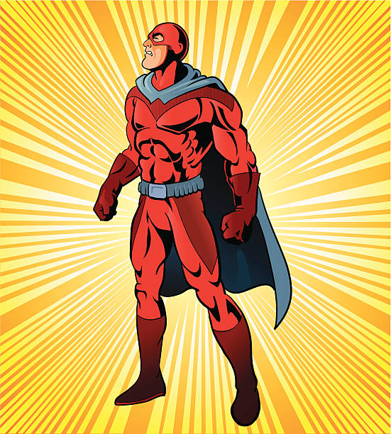 ilustrações de stock, clip art, desenhos animados e ícones de super herói olhando para cima - superhero cape confidence futuristic