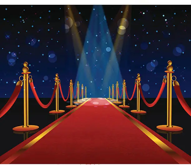 Vector illustration of A red carpet is stretching into the distance 