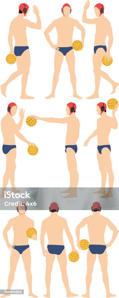 Varias imágenes de un jugador de waterpolo - arte vectorial de Bañador de hombre libre de derechos