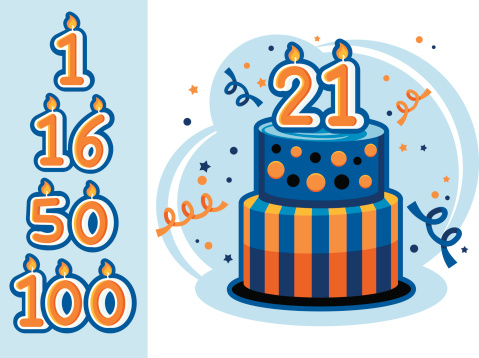 Popular birthday or anniversary numbers. All colors are global. No gradients used.