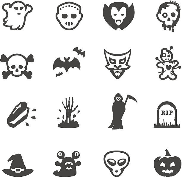 mobico 아이콘-무서움 및 공포 - zombie halloween cemetery human hand stock illustrations