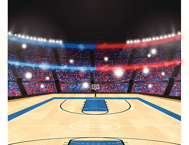 Basketball Arena Highly-detailed basketball arena with copy space. EPS 10 file. Transparency used on highlight elements. basketball crowd stock illustrations