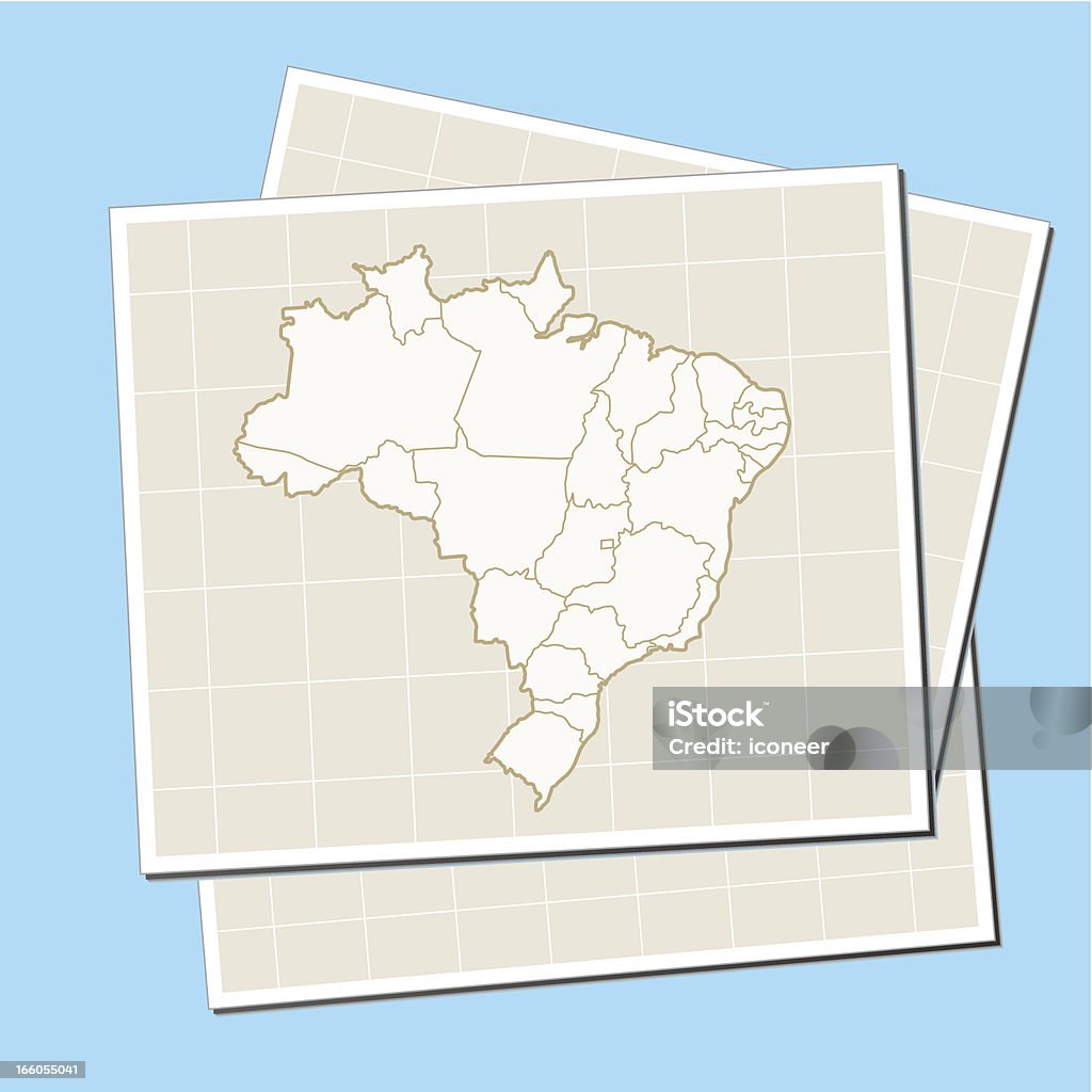 retro papel Mapa de Brasil - arte vectorial de América del Sur libre de derechos