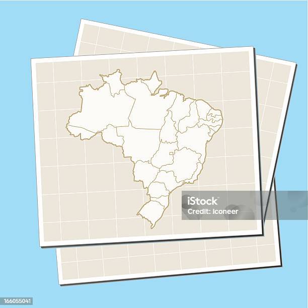 Ilustración de Retro Papel Mapa De Brasil y más Vectores Libres de Derechos de América del Sur - América del Sur, Azul, Beige