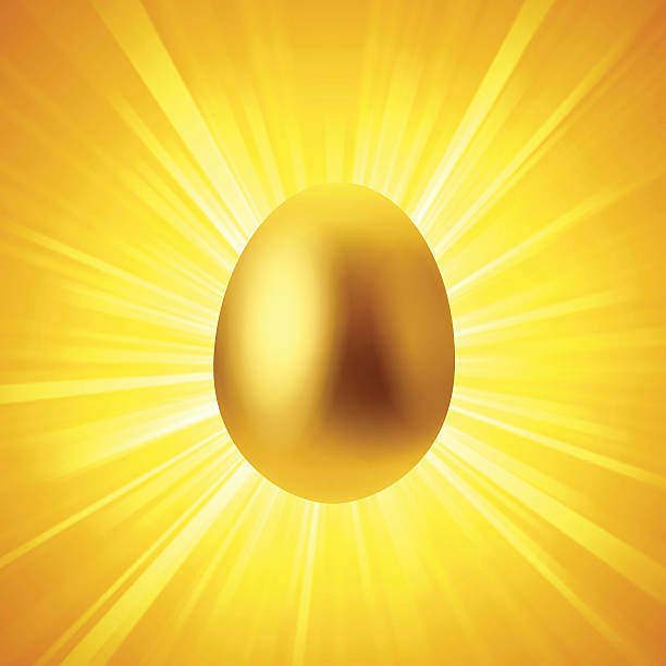 illustrazioni stock, clip art, cartoni animati e icone di tendenza di uovo d'oro - eggs animal egg gold light