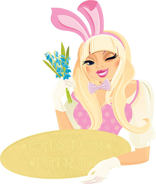 easter bunny girl - bunny girl stock-grafiken, -clipart, -cartoons und -symbole