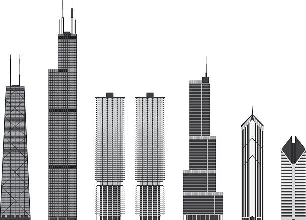 legendäre gebäude von chicago - sears tower stock-grafiken, -clipart, -cartoons und -symbole
