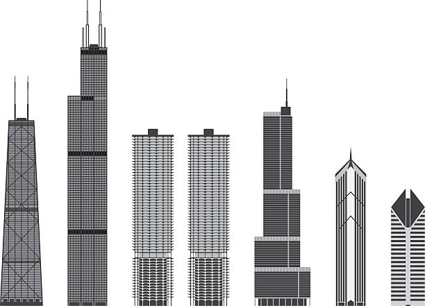 상징적인 건물 시카고 - trump tower stock illustrations