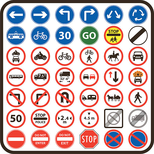 bildbanksillustrationer, clip art samt tecknat material och ikoner med simple uk road signs: mandatory series - trafikskylt