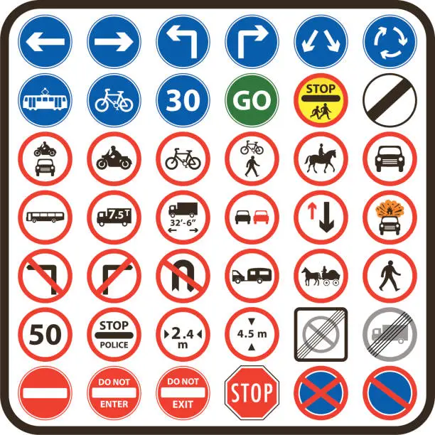 Vector illustration of Simple UK Road Signs: Mandatory Series