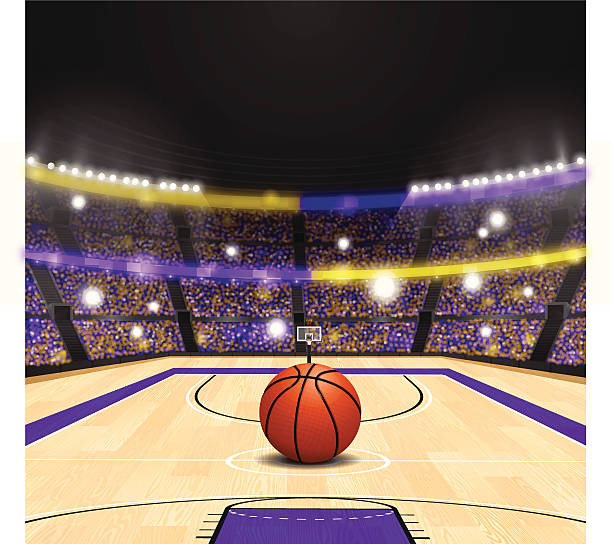 ilustrações, clipart, desenhos animados e ícones de basketball arena - wood grain flash