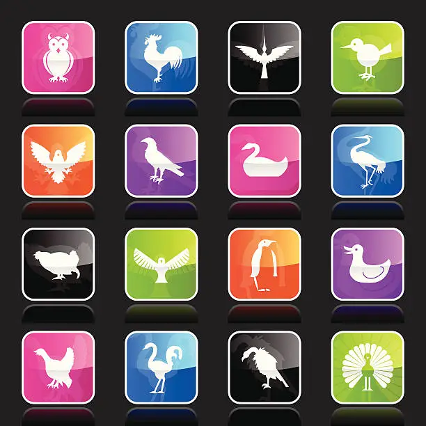 Vector illustration of Ubergloss Icons - Birds