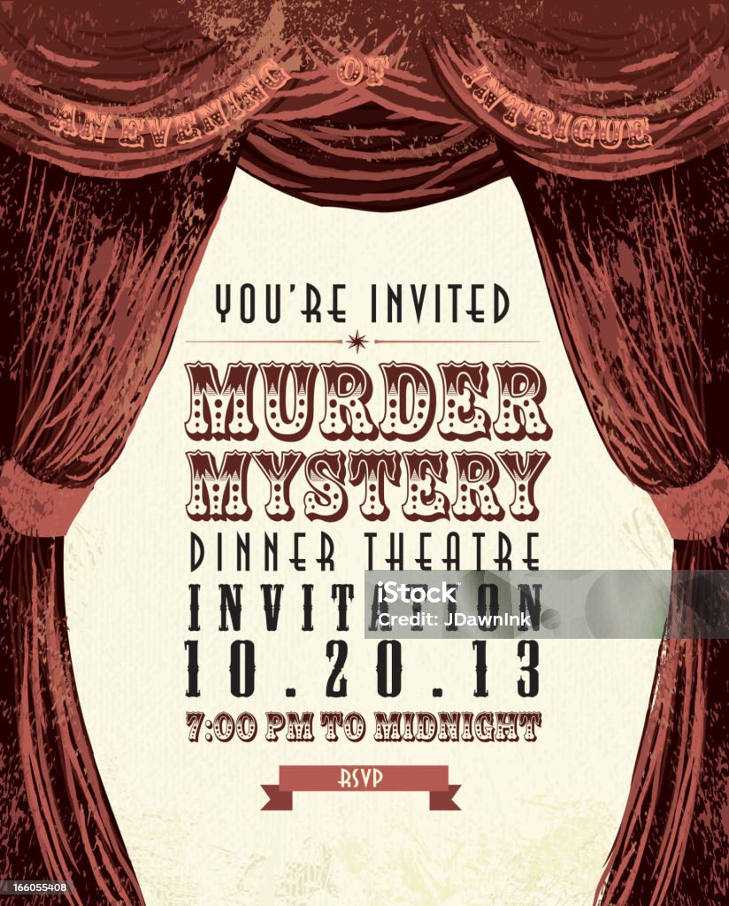 Murder Mystery Dinner Theater Einladung Vorlage von vintage-design - Lizenzfrei Bühnentheater Vektorgrafik