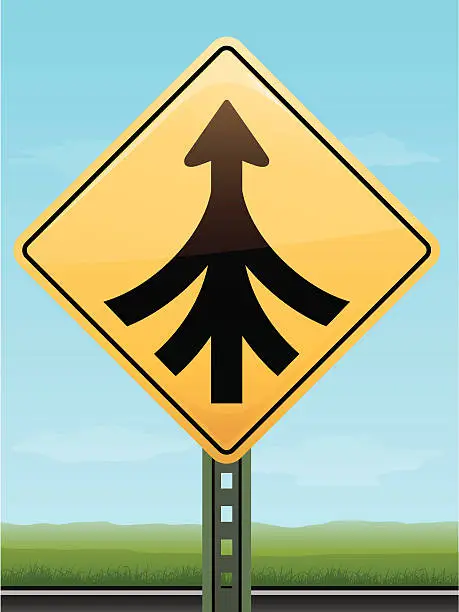 Vector illustration of Merging Sign