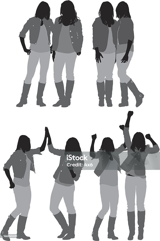 Plusieurs images de femmes amis - clipart vectoriel de Silhouette - Contre-jour libre de droits