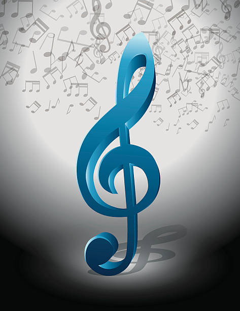 blau musik-schlüssel - treble clef three dimensional shape music jazz stock-grafiken, -clipart, -cartoons und -symbole