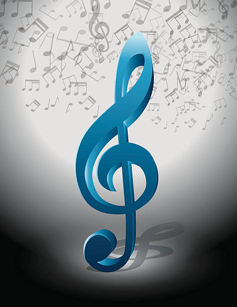 illustrations, cliparts, dessins animés et icônes de bleu clé de la musique - treble clef three dimensional shape music jazz