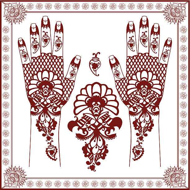 ilustrações de stock, clip art, desenhos animados e ícones de mehndi. - hinduism henna tattoo tattoo human hand