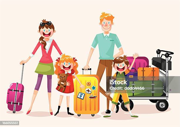 Ilustración de La Familia Travel y más Vectores Libres de Derechos de Aeropuerto - Aeropuerto, Familia joven, Felicidad